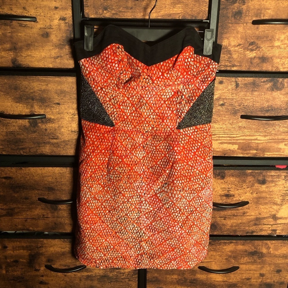 Blue juice Chic Orange and Black Mini Dress